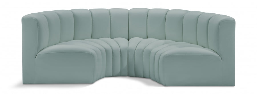 Meridian Furniture - Arc Vegan Leather 4 Piece Sectional in Mint Green - 101Mint-S4C - GreatFurnitureDeal