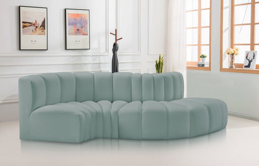 Meridian Furniture - Arc Vegan Leather 4 Piece Sectional in Mint Green - 101Mint-S4D - GreatFurnitureDeal