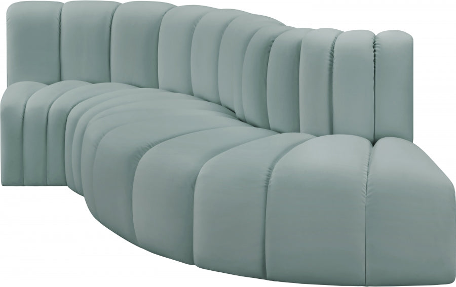 Meridian Furniture - Arc Vegan Leather 4 Piece Sectional in Mint Green - 101Mint-S4D - GreatFurnitureDeal