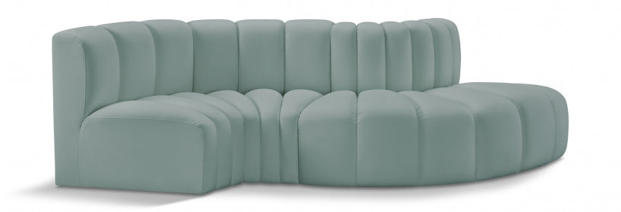 Meridian Furniture - Arc Vegan Leather 4 Piece Sectional in Mint Green - 101Mint-S4D - GreatFurnitureDeal