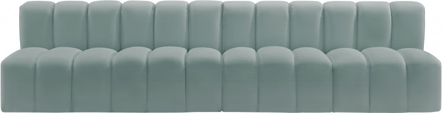 Meridian Furniture - Arc Vegan Leather 4 Piece Sectional in Mint Green - 101Mint-S4E - GreatFurnitureDeal