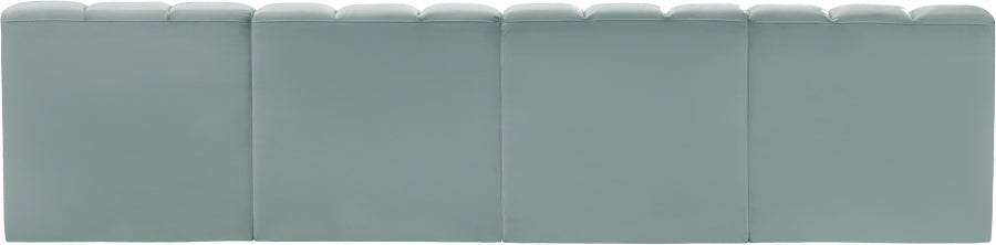 Meridian Furniture - Arc Vegan Leather 4 Piece Sectional in Mint Green - 101Mint-S4E - GreatFurnitureDeal