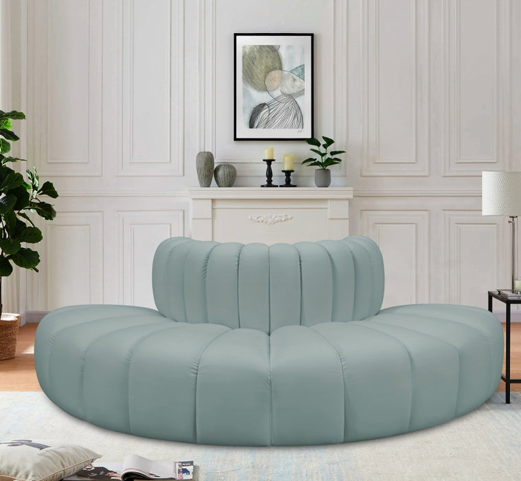 Meridian Furniture - Arc Vegan Leather 4 Piece Sectional in Mint Green - 101Mint-S4G - GreatFurnitureDeal