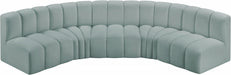 Meridian Furniture - Arc Vegan Leather 5 Piece Sectional in Mint Green - 101Mint-S5A - GreatFurnitureDeal