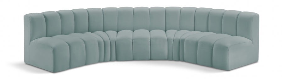 Meridian Furniture - Arc Vegan Leather 5 Piece Sectional in Mint Green - 101Mint-S5A - GreatFurnitureDeal