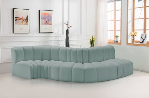 Meridian Furniture - Arc Vegan Leather 5 Piece Sectional in Mint Green - 101Mint-S5B - GreatFurnitureDeal