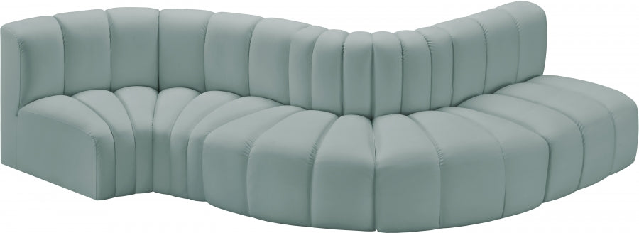 Meridian Furniture - Arc Vegan Leather 5 Piece Sectional in Mint Green - 101Mint-S5B - GreatFurnitureDeal