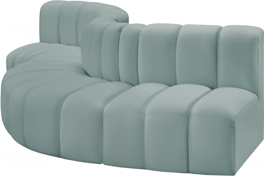 Meridian Furniture - Arc Vegan Leather 5 Piece Sectional in Mint Green - 101Mint-S5B - GreatFurnitureDeal