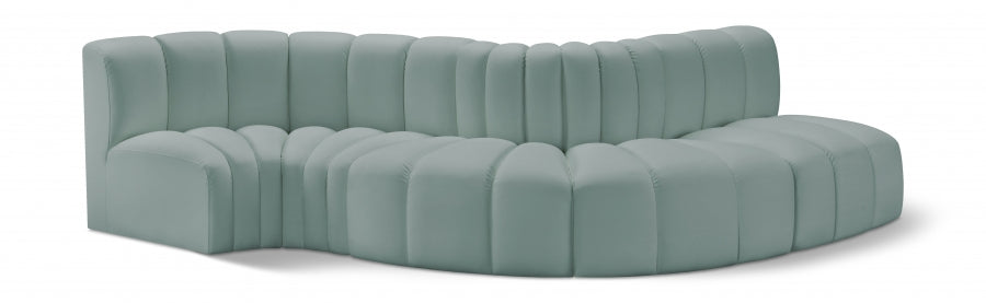 Meridian Furniture - Arc Vegan Leather 5 Piece Sectional in Mint Green - 101Mint-S5B - GreatFurnitureDeal