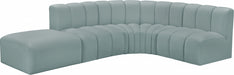 Meridian Furniture - Arc Vegan Leather 5 Piece Sectional in Mint Green - 101Mint-S5C - GreatFurnitureDeal