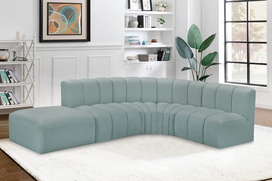 Meridian Furniture - Arc Vegan Leather 5 Piece Sectional in Mint Green - 101Mint-S5C - GreatFurnitureDeal