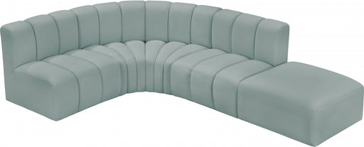 Meridian Furniture - Arc Vegan Leather 5 Piece Sectional in Mint Green - 101Mint-S5C - GreatFurnitureDeal