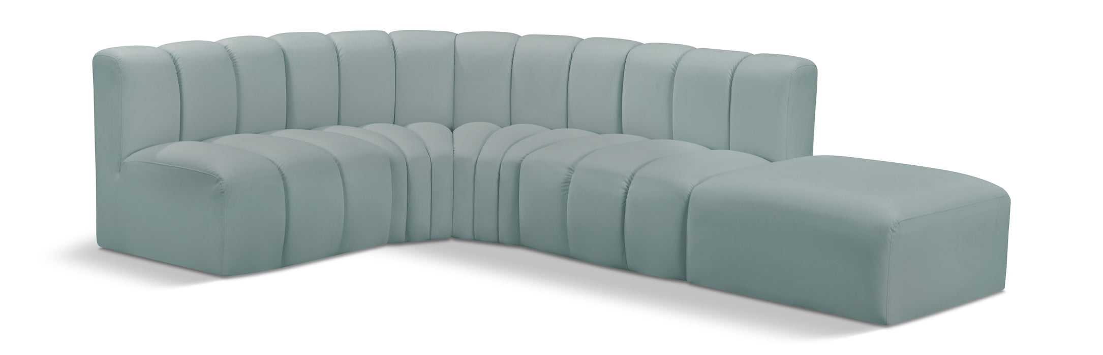 Meridian Furniture - Arc Vegan Leather 5 Piece Sectional in Mint Green - 101Mint-S5C - GreatFurnitureDeal