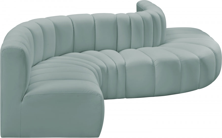 Meridian Furniture - Arc Vegan Leather 6 Piece Sectional in Mint Green - 101Mint-S6A - GreatFurnitureDeal