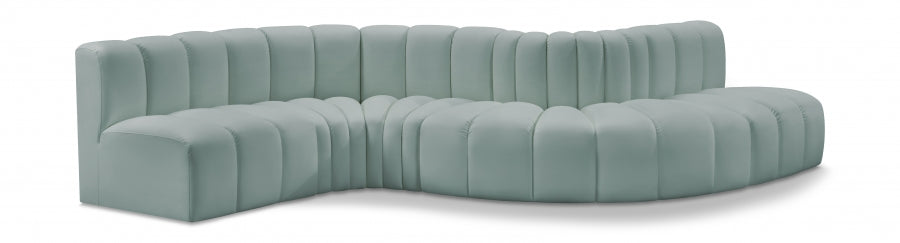 Meridian Furniture - Arc Vegan Leather 6 Piece Sectional in Mint Green - 101Mint-S6A - GreatFurnitureDeal