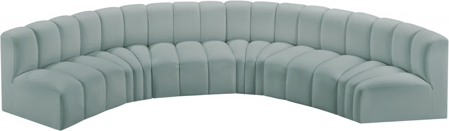 Meridian Furniture - Arc Vegan Leather 6 Piece Sectional in Mint Green - 101Mint-S6B - GreatFurnitureDeal