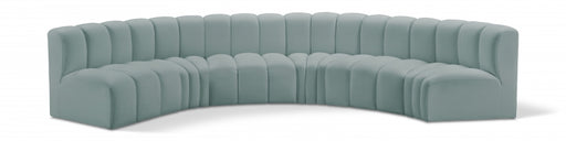 Meridian Furniture - Arc Vegan Leather 6 Piece Sectional in Mint Green - 101Mint-S6B - GreatFurnitureDeal