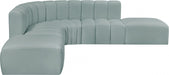 Meridian Furniture - Arc Vegan Leather 6 Piece Sectional in Mint Green - 101Mint-S6C - GreatFurnitureDeal