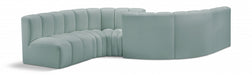 Meridian Furniture - Arc Vegan Leather 6 Piece Sectional in Mint Green - 101Mint-S6D - GreatFurnitureDeal