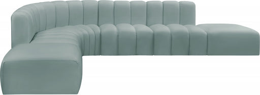 Meridian Furniture - Arc Vegan Leather 7 Piece Sectional in Mint Green - 101Mint-S7A - GreatFurnitureDeal