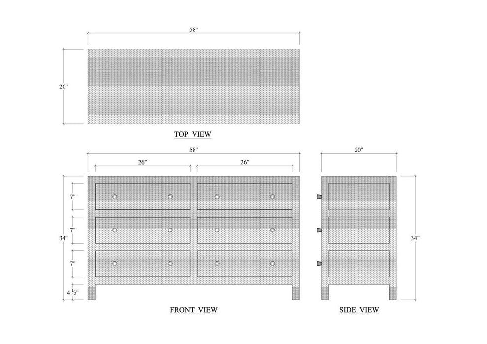 Bramble - Kagu 6 Drawer Dresser w/ Rattan Natural - 28185RNAT-----