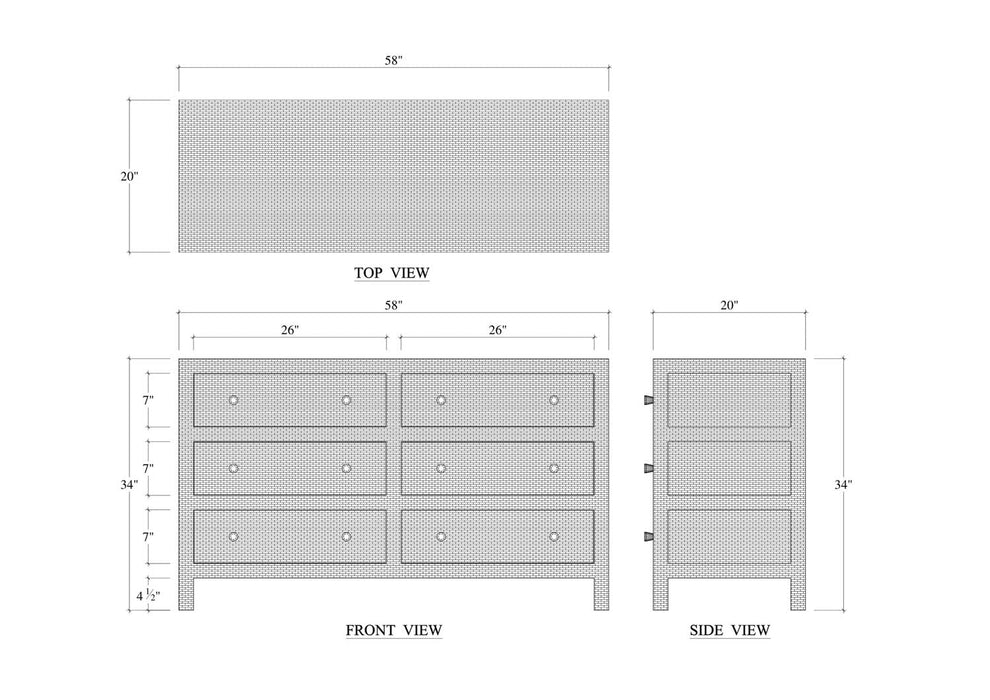 Bramble - Kagu 6 Drawer Dresser w/ Rattan - BR-28185 - GreatFurnitureDeal