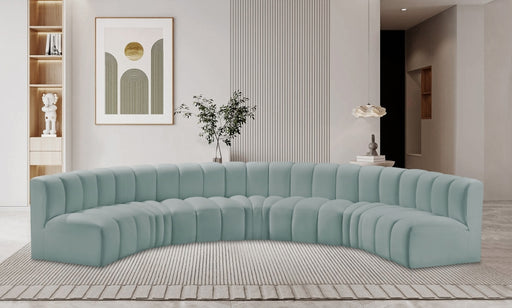 Meridian Furniture - Arc Vegan Leather 7 Piece Sectional in Mint Green - 101Mint-S7B - GreatFurnitureDeal