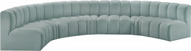 Meridian Furniture - Arc Vegan Leather 7 Piece Sectional in Mint Green - 101Mint-S7B - GreatFurnitureDeal