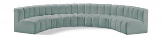 Meridian Furniture - Arc Vegan Leather 7 Piece Sectional in Mint Green - 101Mint-S7B - GreatFurnitureDeal