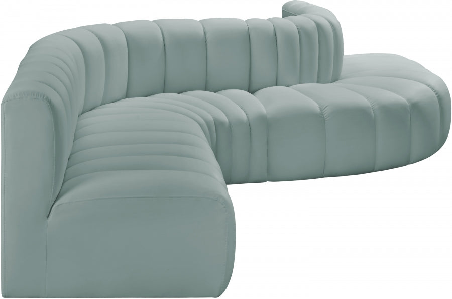 Meridian Furniture - Arc Vegan Leather 7 Piece Sectional in Mint Green - 101Mint-S7C - GreatFurnitureDeal