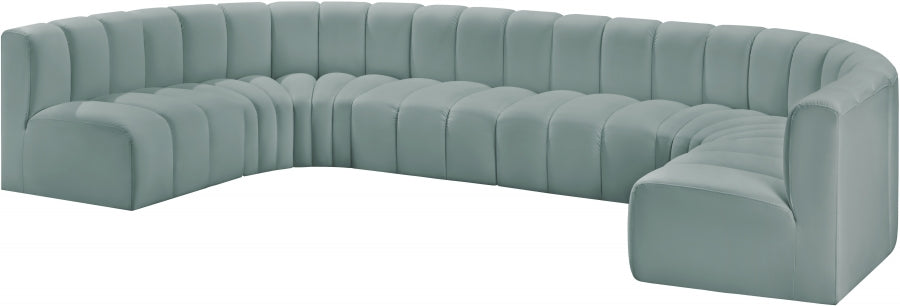 Meridian Furniture - Arc Vegan Leather 8 Piece Sectional in Mint Green - 101Mint-S8A - GreatFurnitureDeal