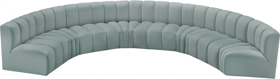 Meridian Furniture - Arc Vegan Leather 8 Piece Sectional in Mint Green - 101Mint-S8B - GreatFurnitureDeal