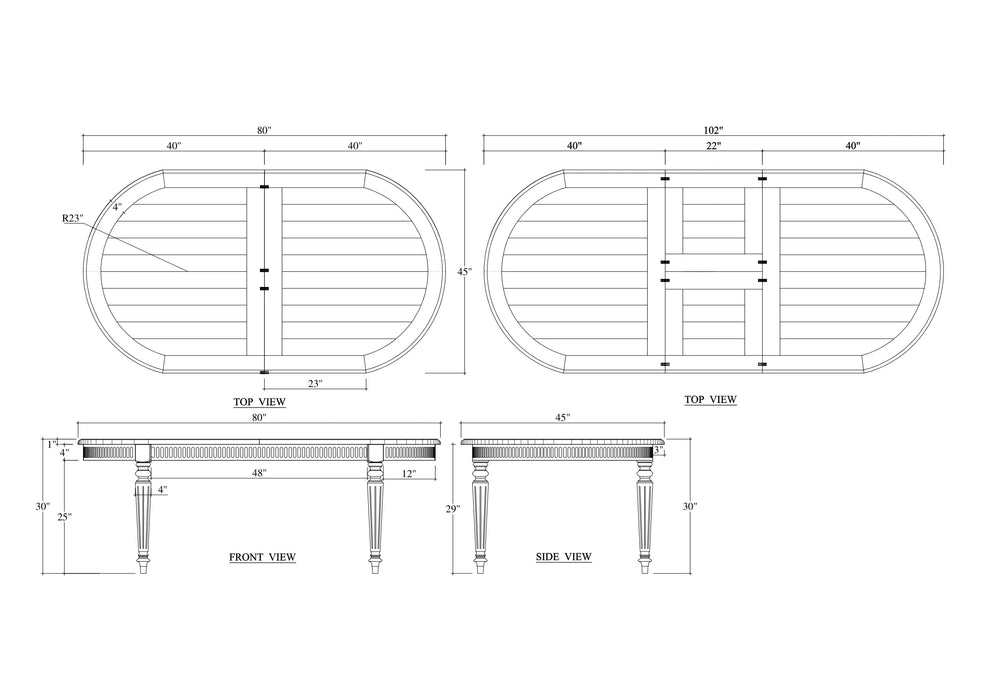 Bramble - Kensington Oval Extension Dining Table 80" extends to 102" - BR-28189 - GreatFurnitureDeal