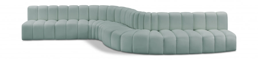 Meridian Furniture - Arc Vegan Leather 8 Piece Sectional in Mint Green - 101Mint-S8C - GreatFurnitureDeal