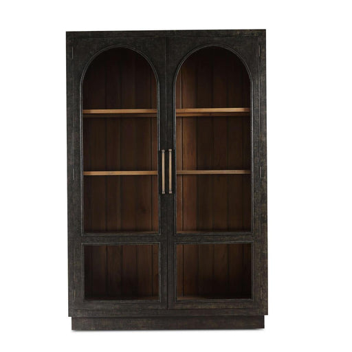 Bramble - Vannes 2 Door Display Cabinet w/ Glass Shelves in Vintage Black w/ Straw Wash Interior - 28193VGB-STW--LDT - GreatFurnitureDeal