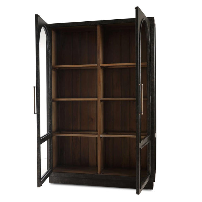 Bramble - Vannes 2 Door Display Cabinet w/ Glass Shelves in Vintage Black w/ Straw Wash Interior - 28193VGB-STW--LDT