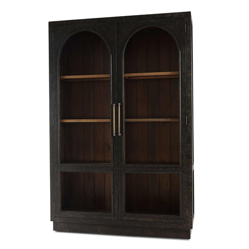 Bramble - Vannes 2 Door Display Cabinet w/ Glass Shelves in Vintage Black w/ Straw Wash Interior - 28193VGB-STW--LDT - GreatFurnitureDeal