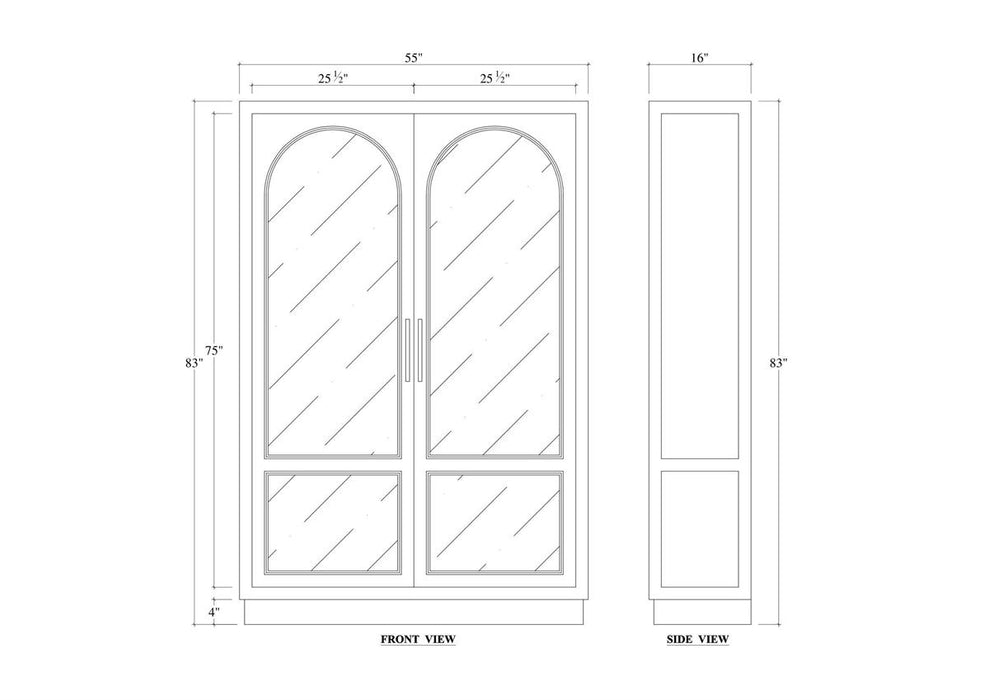 Bramble - Vannes 2 Door Display Cabinet w/ Glass Shelves in Vintage Black w/ Straw Wash Interior - 28193VGB-STW--LDT
