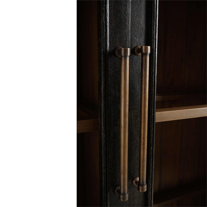 Bramble - Vannes 2 Door Display Cabinet w/ Glass Shelves in Vintage Black w/ Straw Wash Interior - 28193VGB-STW--LDT