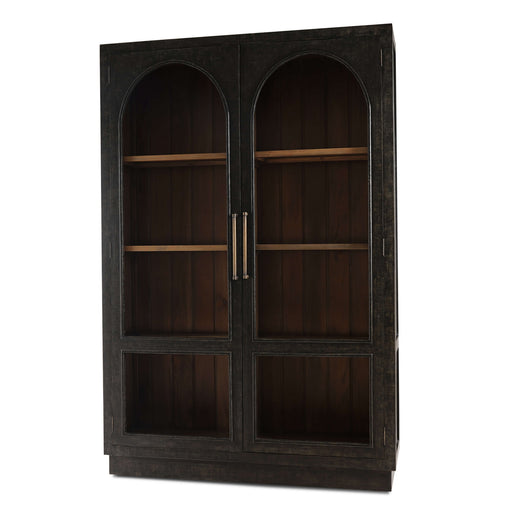 Bramble - Vannes 2 Door Display Cabinet w/ Glass Shelves in Vintage Black w/ Straw Wash Interior - BR-28193VGB-STW--LDT - GreatFurnitureDeal