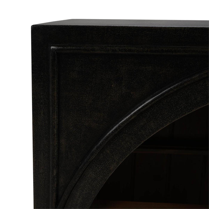 Bramble - Vannes 4 Door Sideboard w/ Glass Shelves in Vintage Black w/ Straw Wash Interior - 28199VGB-STW--LDT