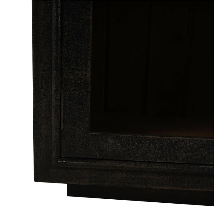 Bramble - Vannes 4 Door Sideboard w/ Glass Shelves in Vintage Black w/ Straw Wash Interior - 28199VGB-STW--LDT