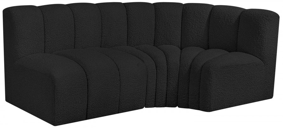 Meridian Furniture - Arc Vegan Leather Modular Sofa in Black - 102Black-S3A - GreatFurnitureDeal