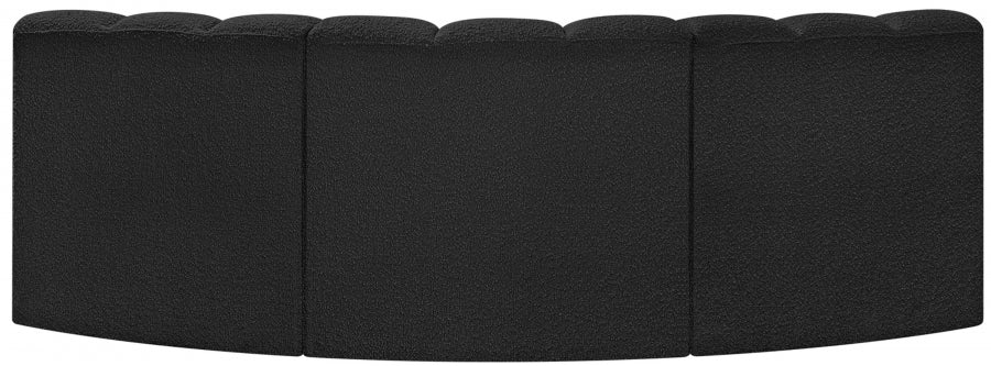 Meridian Furniture - Arc Vegan Leather Modular Sofa in Black - 102Black-S3B - GreatFurnitureDeal