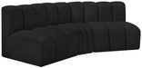 Meridian Furniture - Arc Vegan Leather Modular Sofa in Black - 102Black-S3B - GreatFurnitureDeal