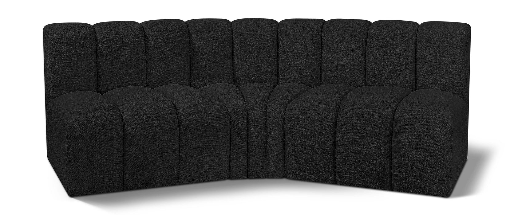 Meridian Furniture - Arc Vegan Leather Modular Sofa in Black - 102Black-S3B - GreatFurnitureDeal