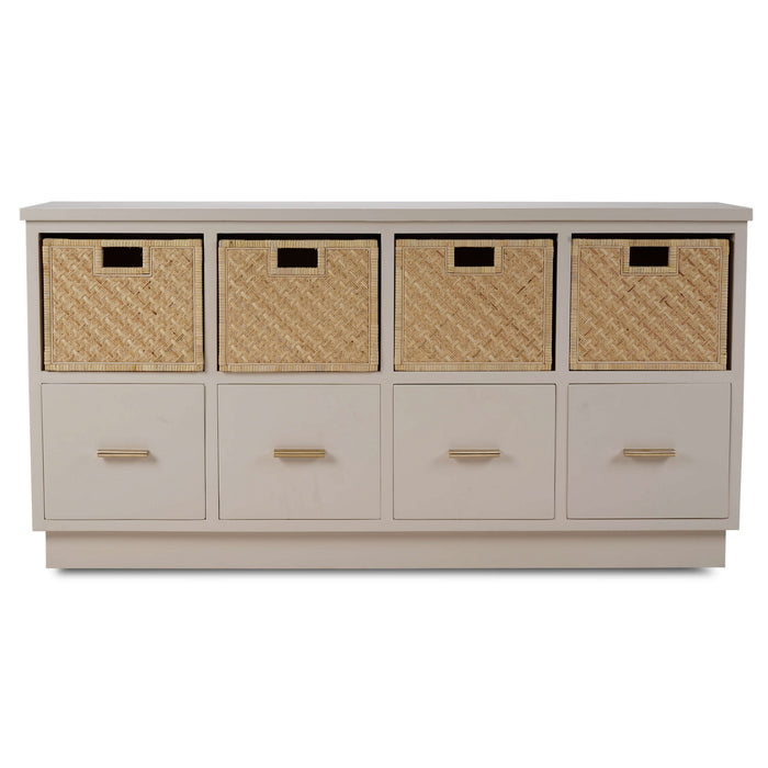 Bramble - Dakota Storage Unit w/ Drawers & Rattan Natural Baskets in Putty - BR-28201PUT-RNAT--LDT - GreatFurnitureDeal