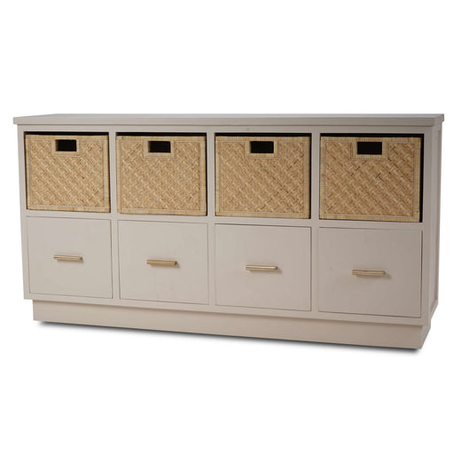 Bramble - Dakota Storage Unit w/ Drawers & Rattan Natural Baskets in Putty - BR-28201PUT-RNAT--LDT - GreatFurnitureDeal