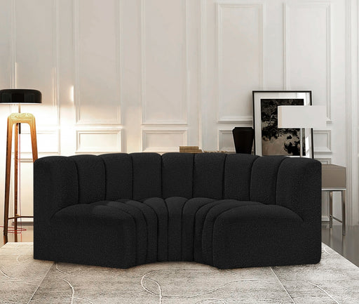 Meridian Furniture - Arc Vegan Leather Modular Sofa in Black - 102Black-S3C - GreatFurnitureDeal