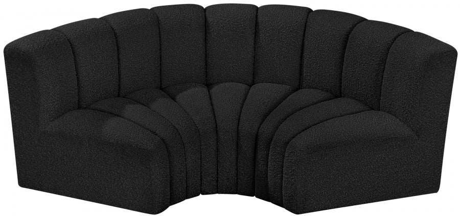 Meridian Furniture - Arc Vegan Leather Modular Sofa in Black - 102Black-S3C - GreatFurnitureDeal